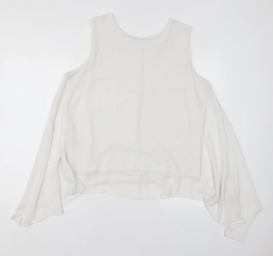 Marks and Spencer Womens White  Polyester Basic Tank Size 16 Round Neck