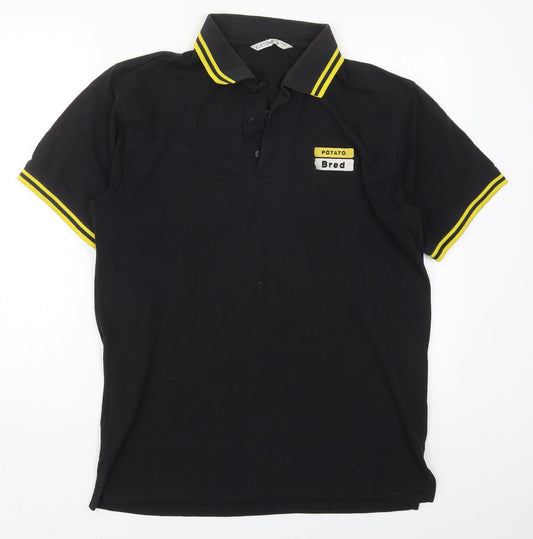 Kustom Kit Mens Black  Cotton  Polo Size M Collared Pullover - Potato Bred