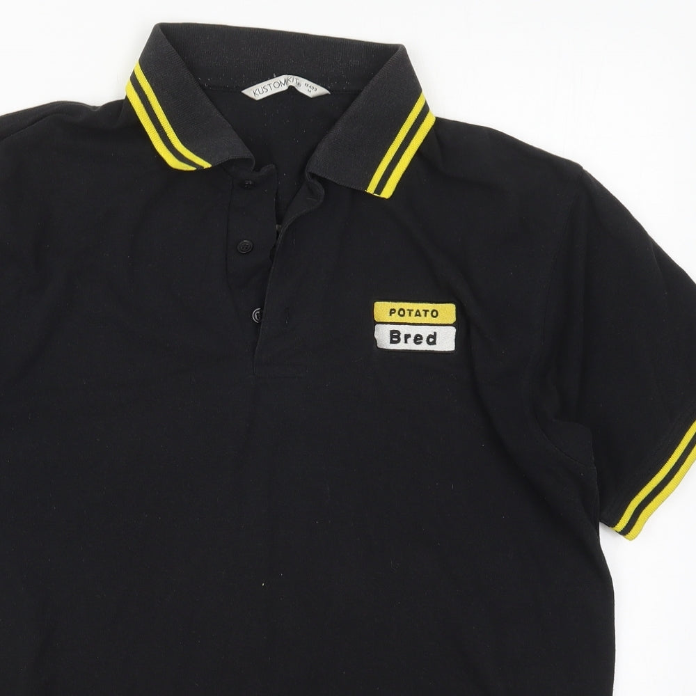 Kustom Kit Mens Black  Cotton  Polo Size M Collared Pullover - Potato Bred