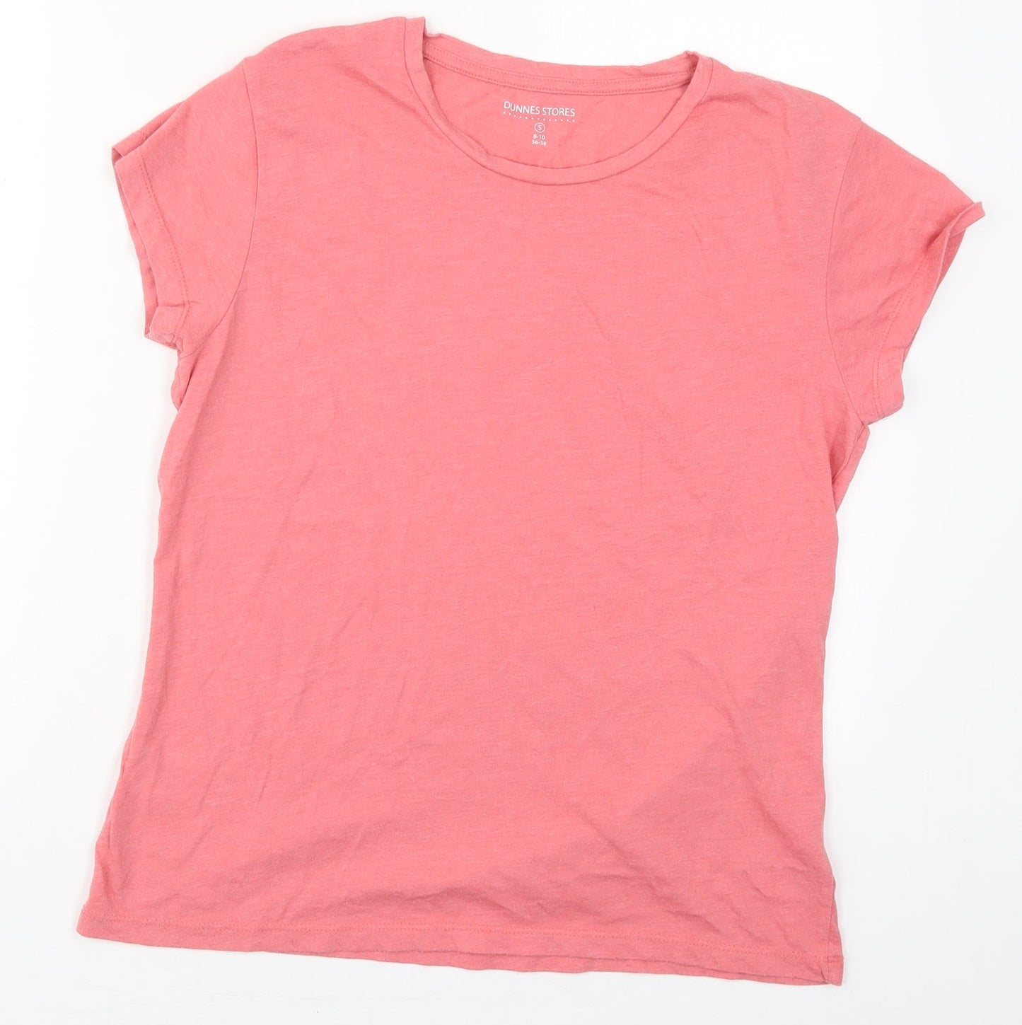 Dunnes Womens Pink  Cotton Basic T-Shirt Size 8 Crew Neck