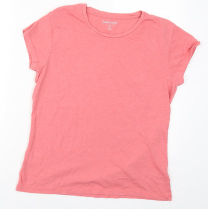 Dunnes Womens Pink  Cotton Basic T-Shirt Size 8 Crew Neck