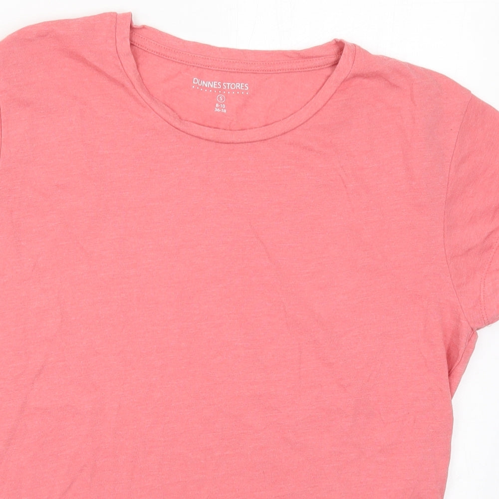 Dunnes Womens Pink  Cotton Basic T-Shirt Size 8 Crew Neck