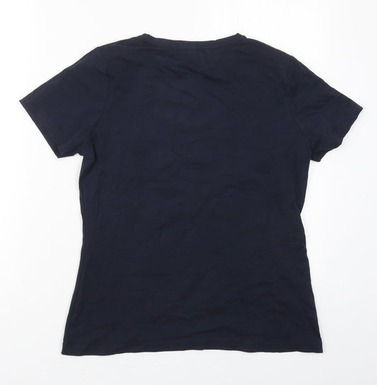 Dunnes Womens Blue  Cotton Basic T-Shirt Size M Crew Neck - Bride Squad
