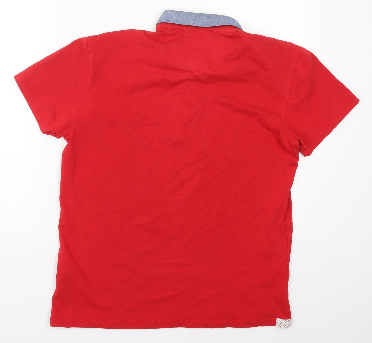 Ottomoda Mens Red  Cotton  Polo Size L Collared Pullover