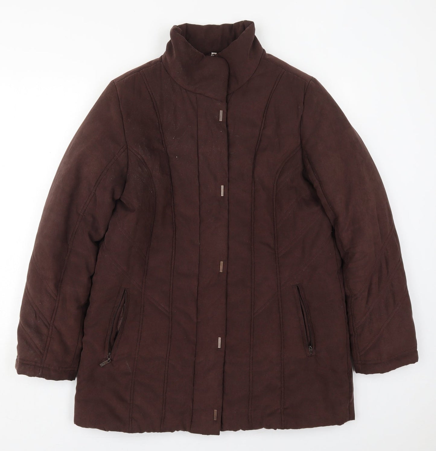 Klass Womens Brown   Quilted Coat Size M  Zip