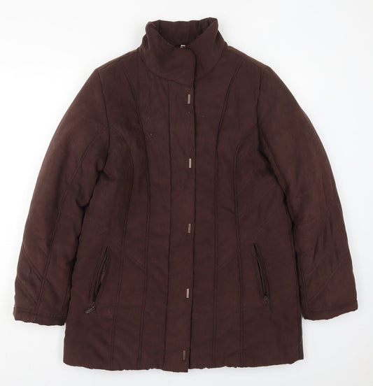 Klass Womens Brown   Quilted Coat Size M  Zip