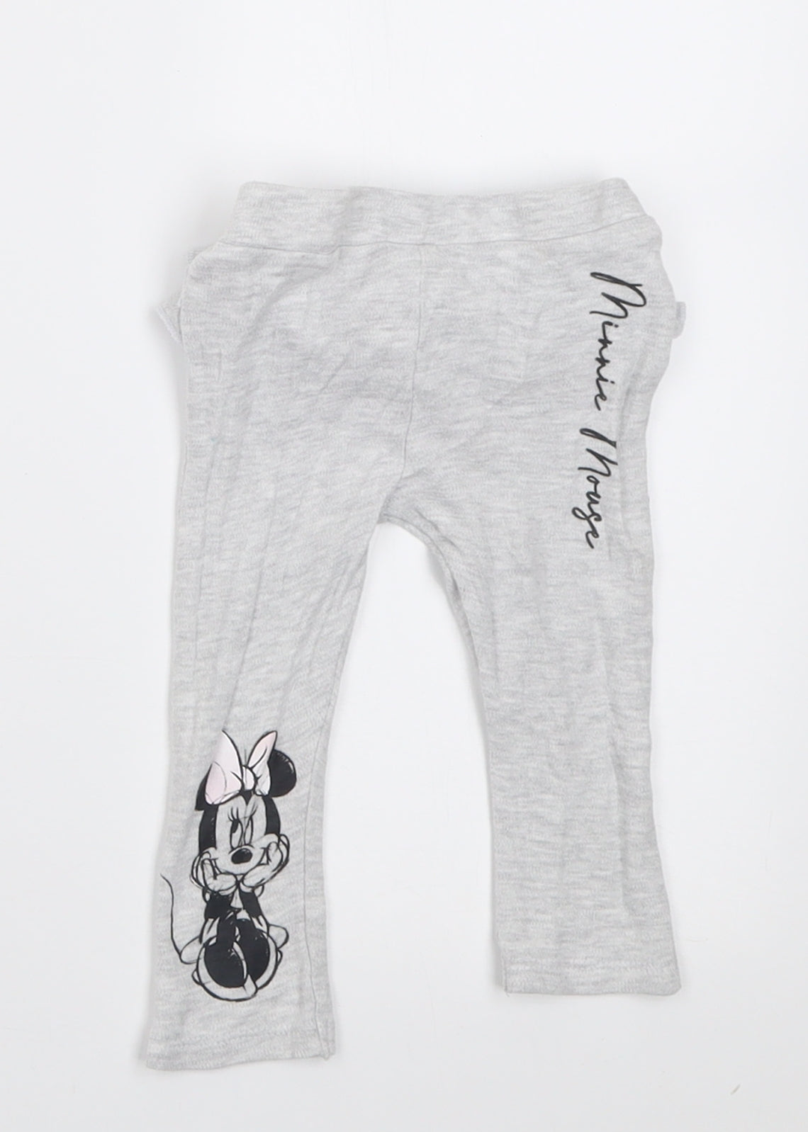 Pep & Co Girls Grey  Cotton Capri Trousers Size 9-12 Months  Pullover - minnie mouse