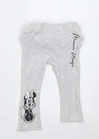 Pep & Co Girls Grey  Cotton Capri Trousers Size 9-12 Months  Pullover - minnie mouse
