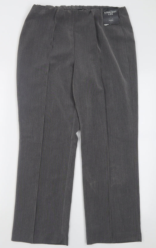 Bonmarché Womens Grey  Polyester Trousers  Size 12 L27 in Regular