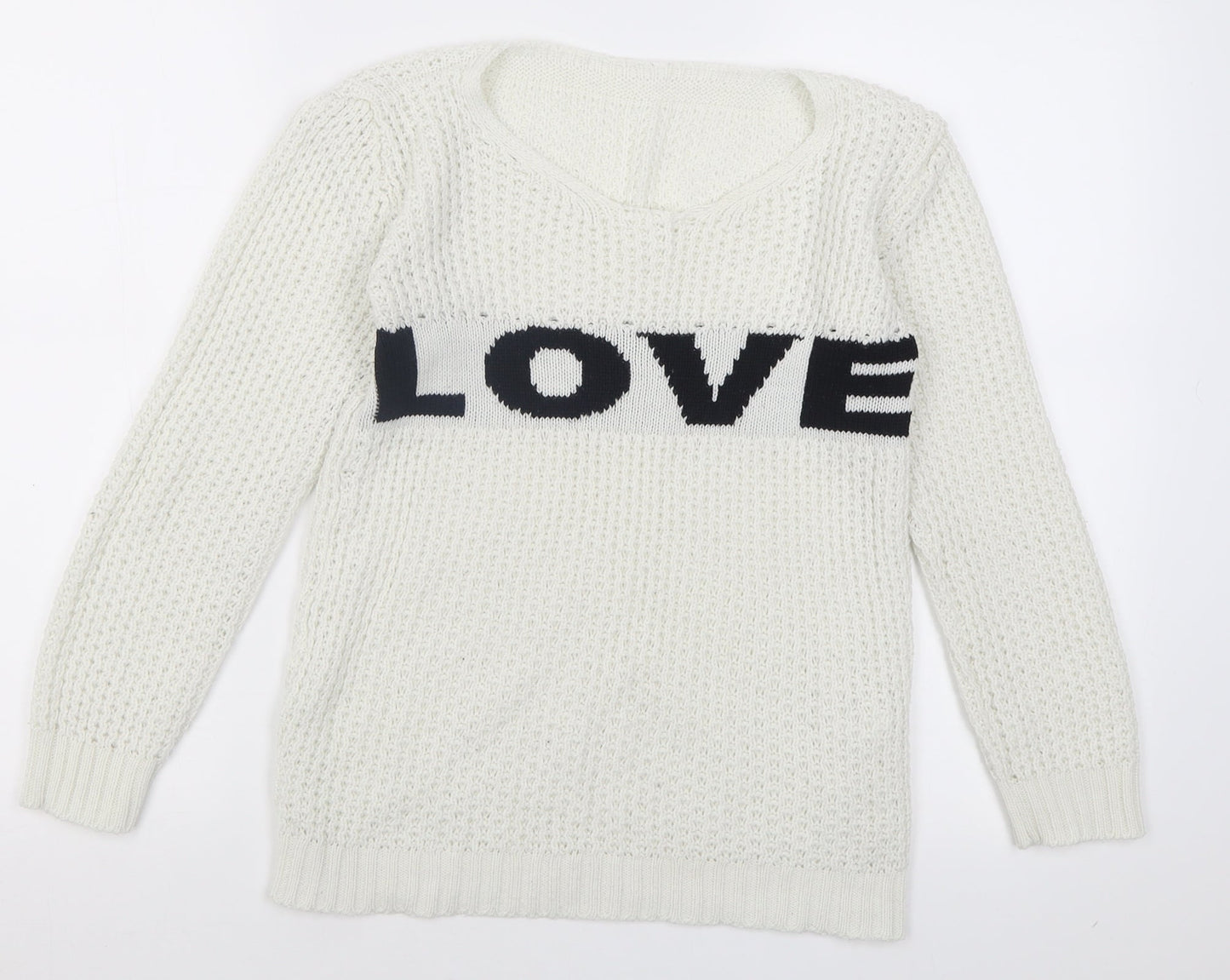 Womens UK Size S Preworn White Pullover Jumper