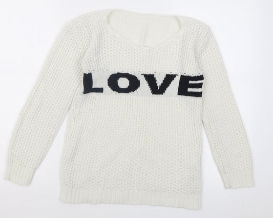Womens UK Size S Preworn White Pullover Jumper