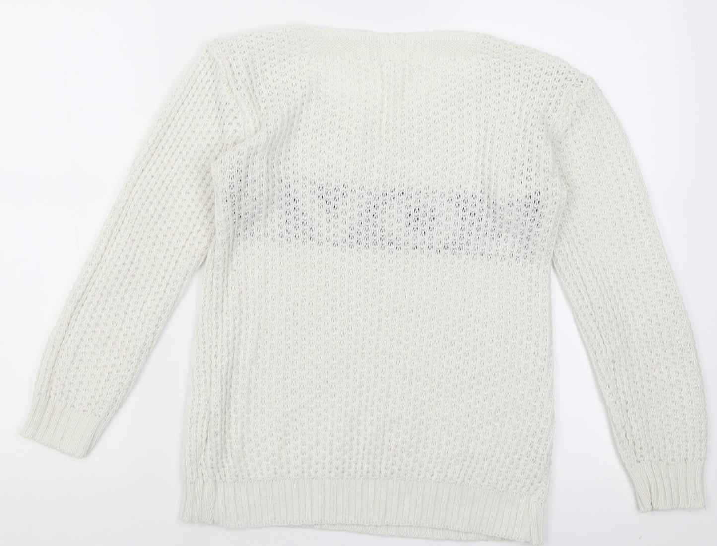 Womens UK Size S Preworn White Pullover Jumper