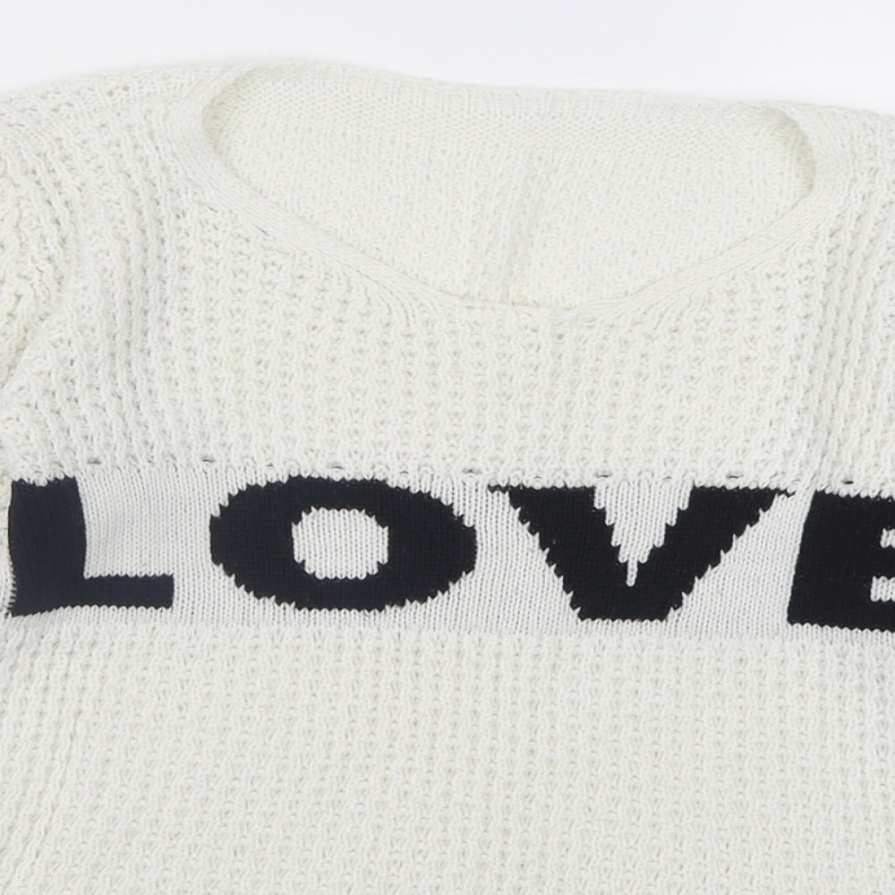 Womens UK Size S Preworn White Pullover Jumper