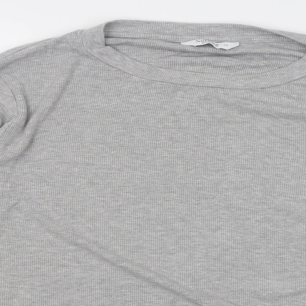 Nutmeg Womens Grey Crew Neck  Viscose Pullover Jumper Size 16