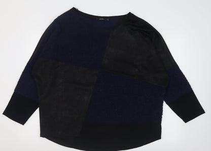 mat Womens Blue  Polyester Basic Blouse Size M Crew Neck