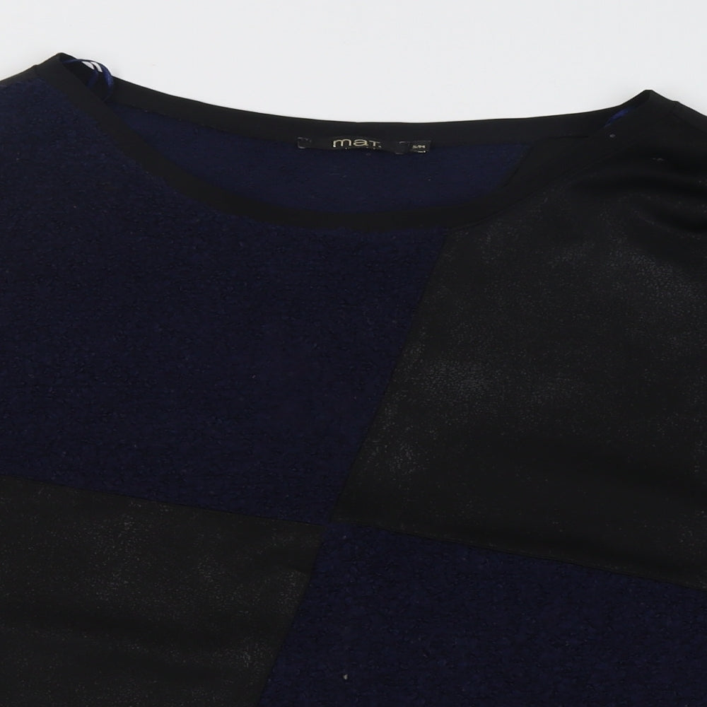 mat Womens Blue  Polyester Basic Blouse Size M Crew Neck