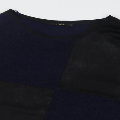 mat Womens Blue  Polyester Basic Blouse Size M Crew Neck