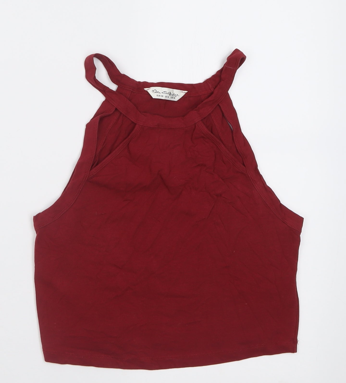 Womens UK Size 10 Miss Selfridge Red Cropped Tank