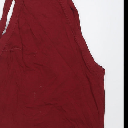 Womens UK Size 10 Miss Selfridge Red Cropped Tank