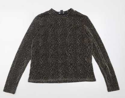 Primark Womens Gold Geometric Nylon Basic Blouse Size L Crew Neck