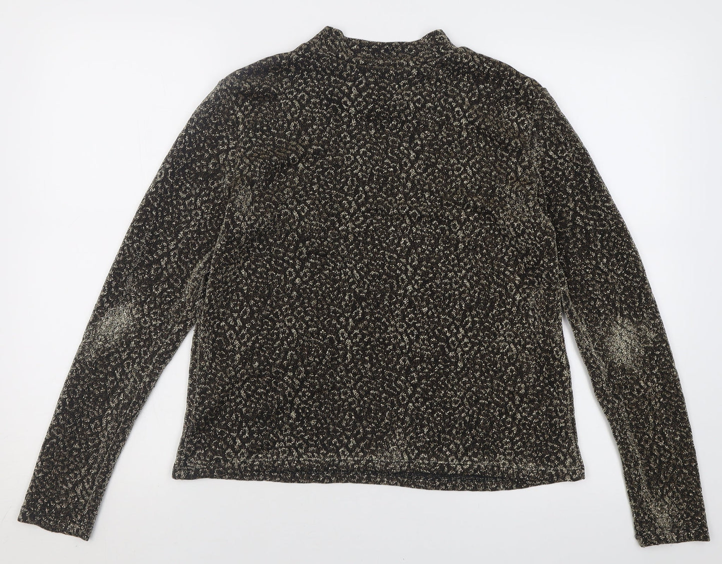 Primark Womens Gold Geometric Nylon Basic Blouse Size L Crew Neck