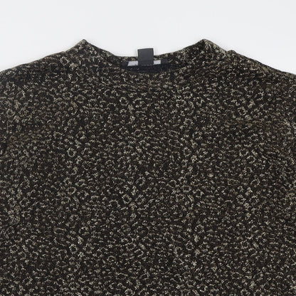 Primark Womens Gold Geometric Nylon Basic Blouse Size L Crew Neck