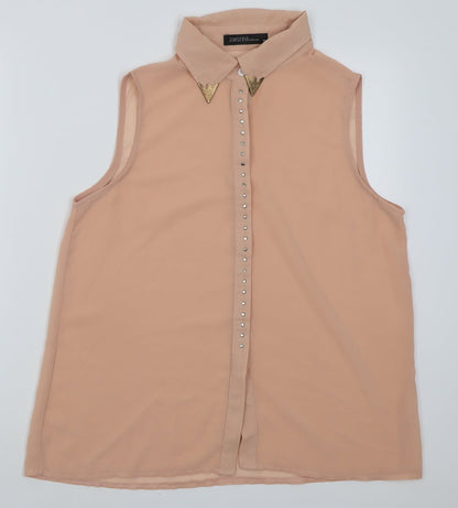 Womens UK Size M Zanzea Pink Basic Button-Up