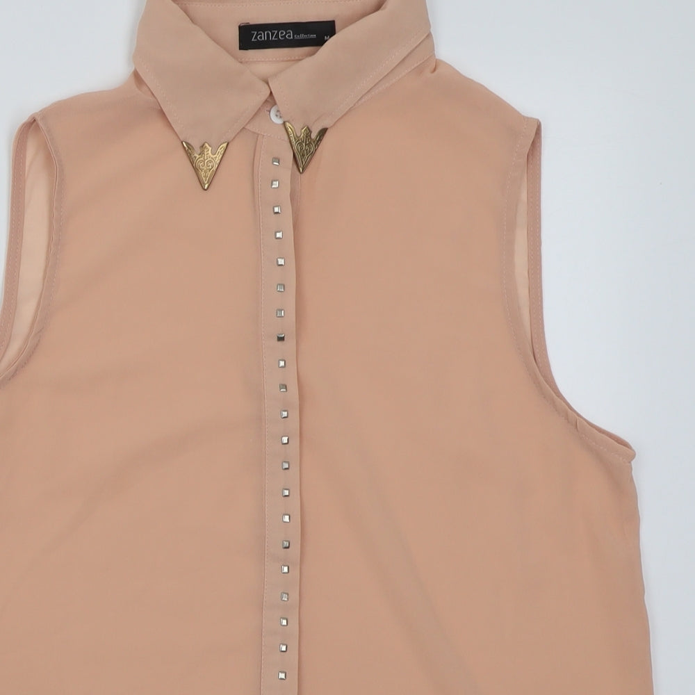 Womens UK Size M Zanzea Pink Basic Button-Up