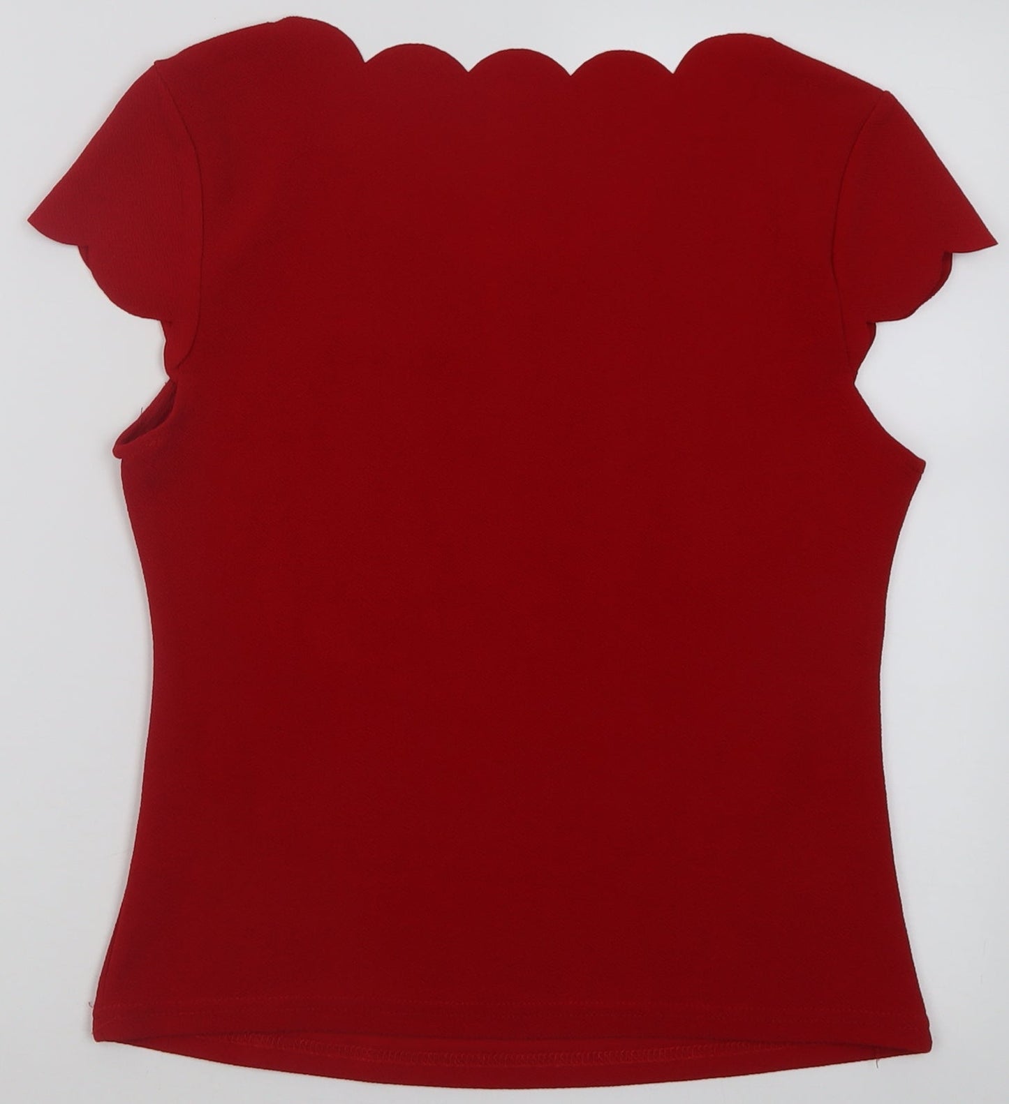 SheIn Womens Red  Polyacrylate Fibre Basic T-Shirt Size L Scoop Neck