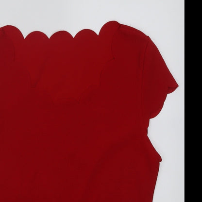 SheIn Womens Red  Polyacrylate Fibre Basic T-Shirt Size L Scoop Neck