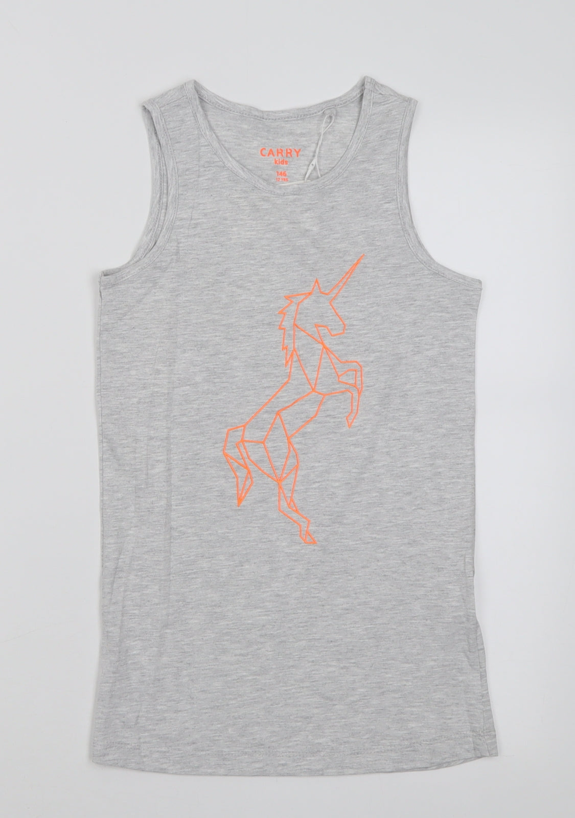 carry kids Boys Grey  Cotton Basic Tank Size 12 Years Scoop Neck Pullover
