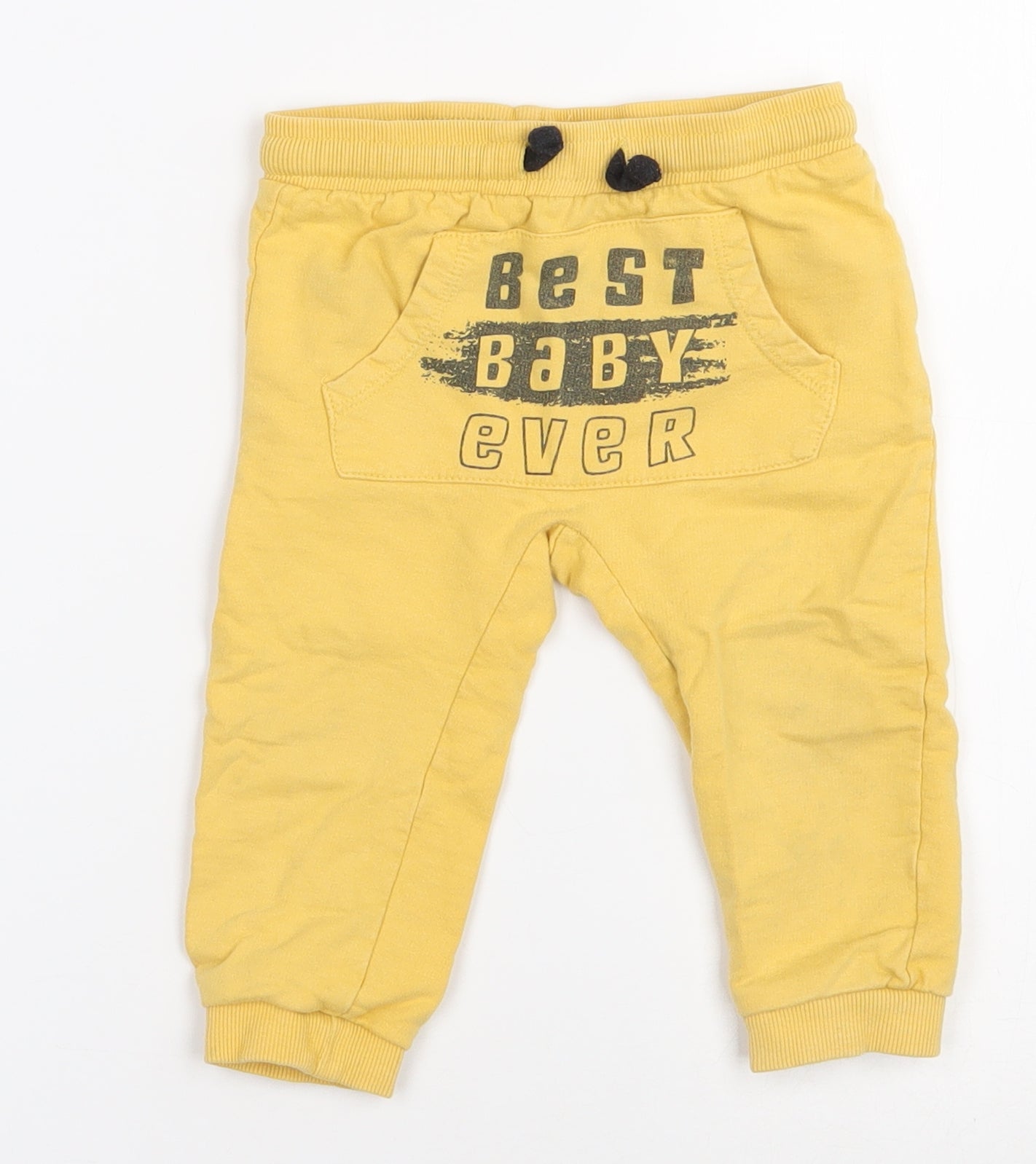 So cute  Boys Yellow  100% Cotton Sweatpants Leggings Size 12-18 Months  Drawstring