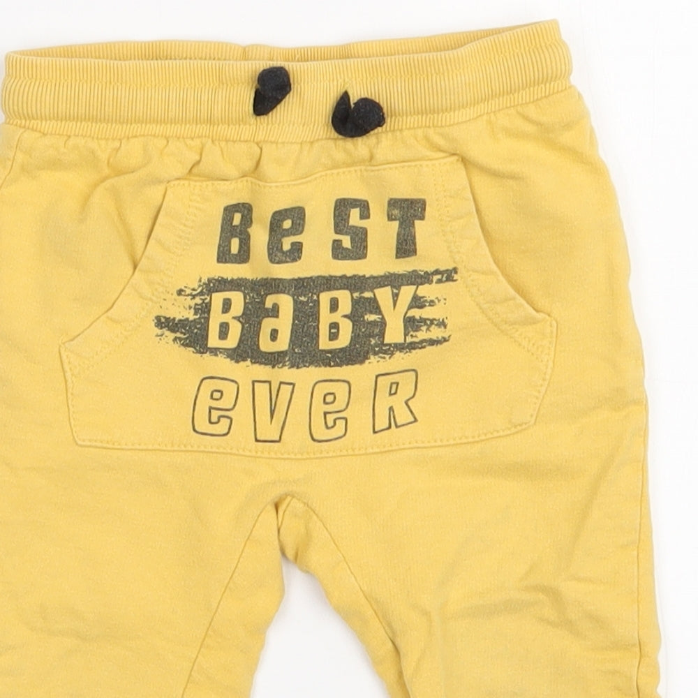 So cute  Boys Yellow  100% Cotton Sweatpants Leggings Size 12-18 Months  Drawstring