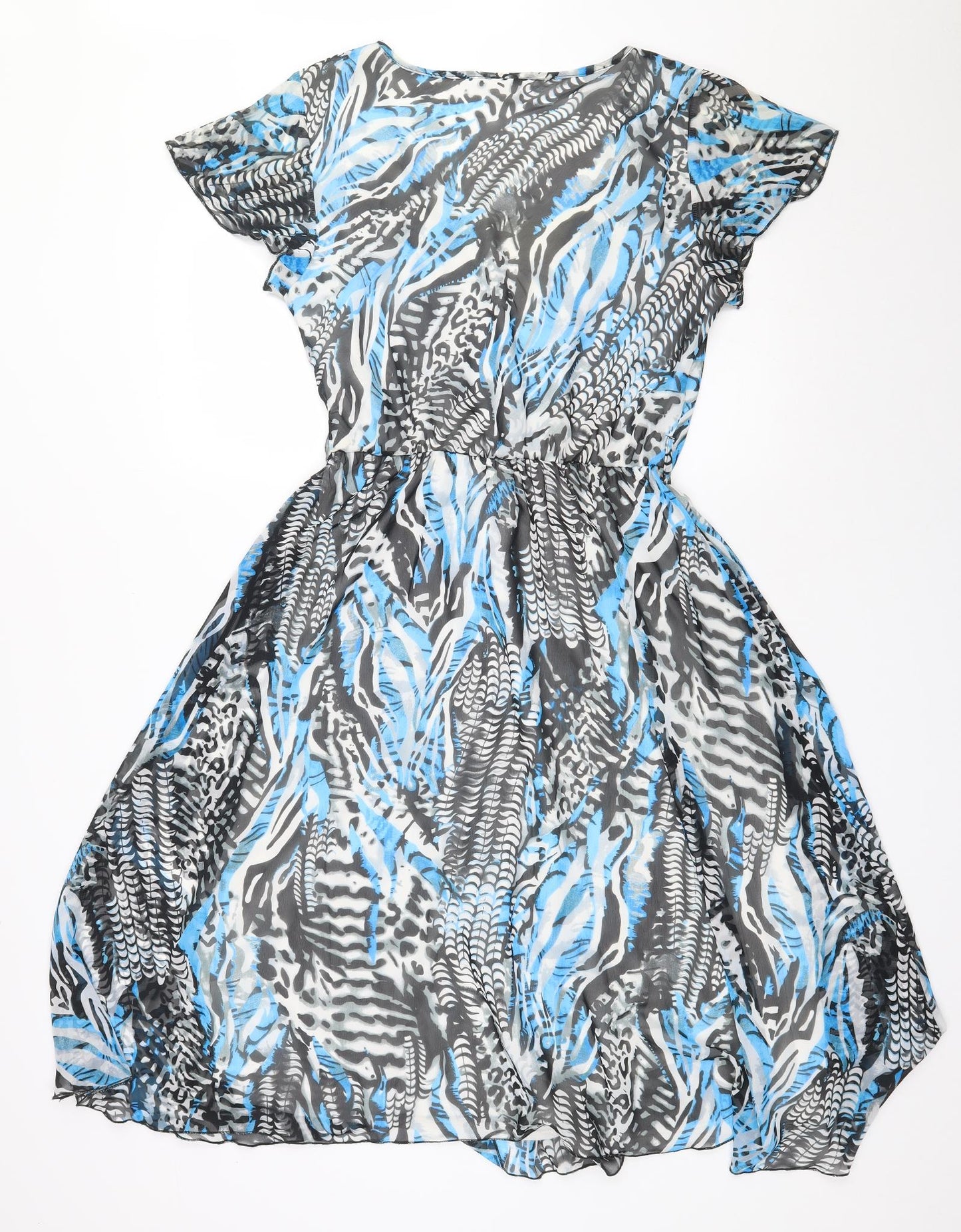Fosby Design Womens Multicoloured Animal Print Polyester Fit & Flare  Size 10  Scoop Neck Pullover