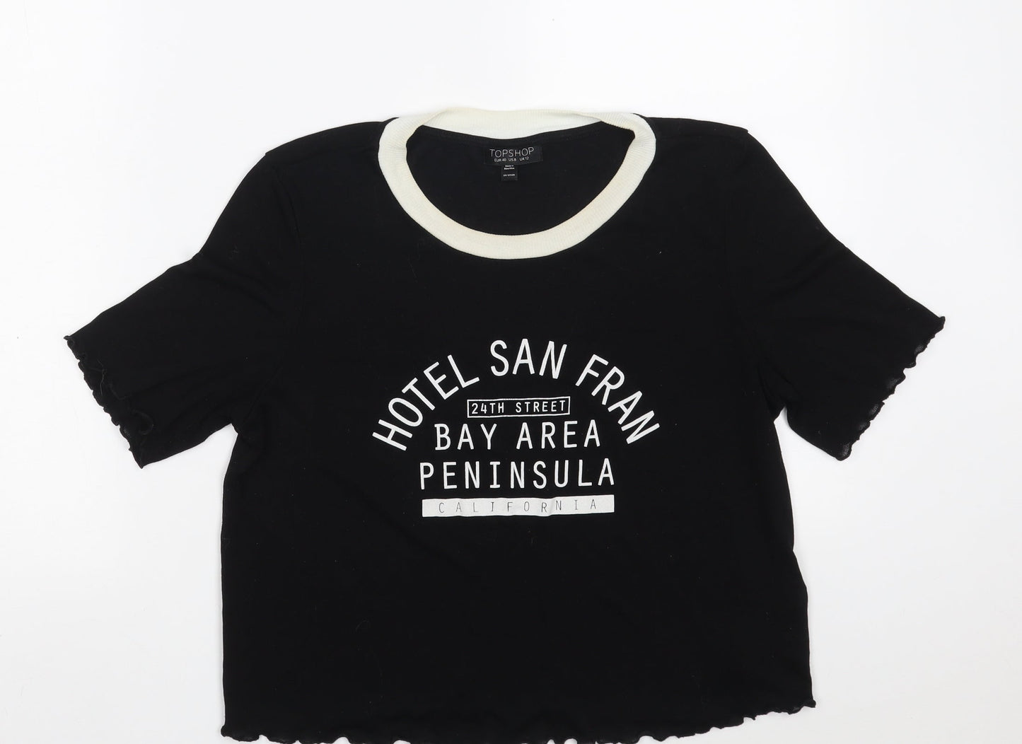 Topshop Womens Black  Polyester Pullover Sweatshirt Size 12