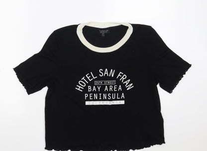 Topshop Womens Black  Polyester Pullover Sweatshirt Size 12