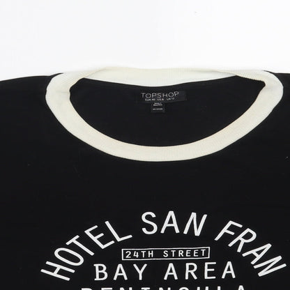 Topshop Womens Black  Polyester Pullover Sweatshirt Size 12
