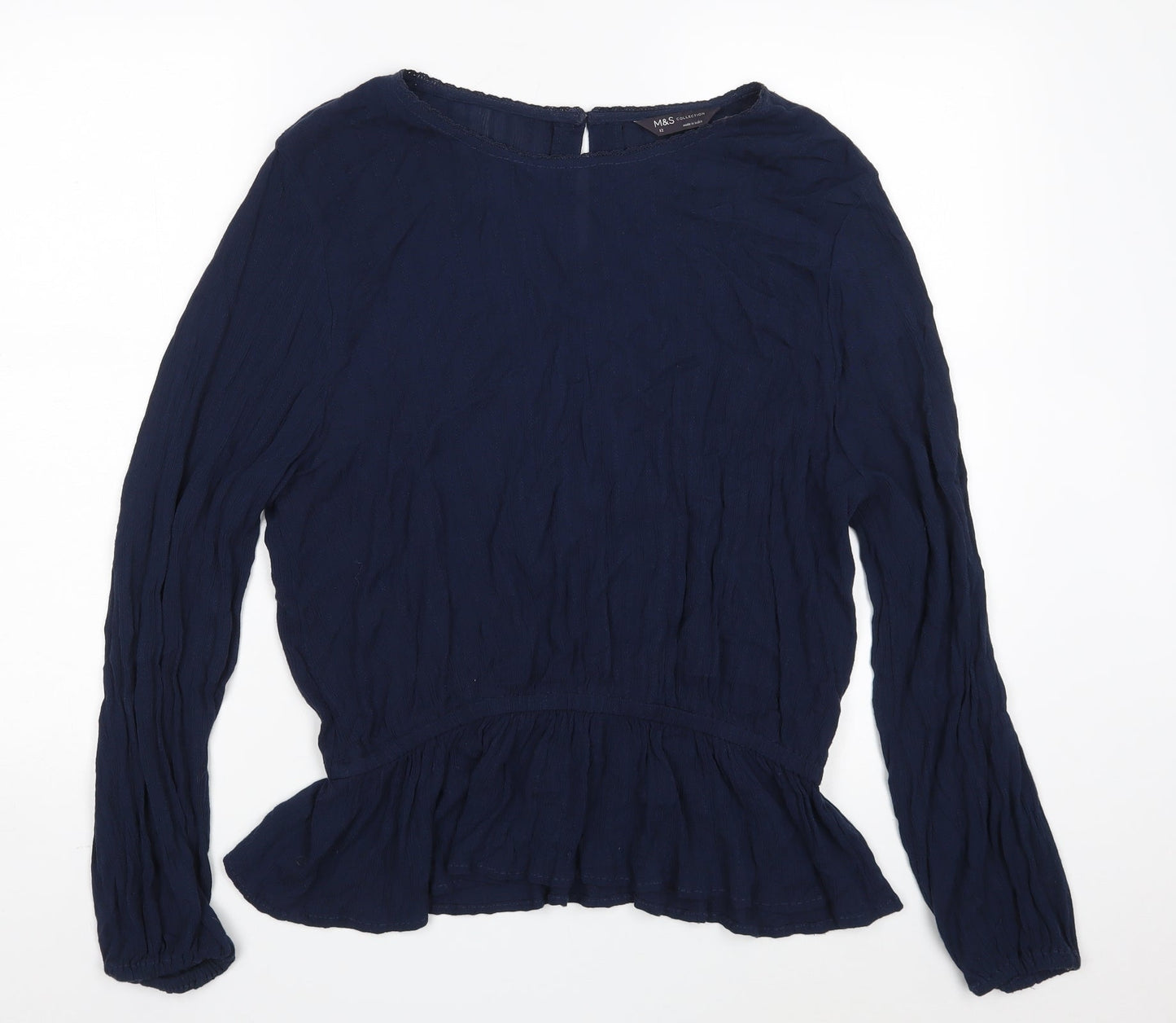 Womens UK Size 12 Marks and Spencer Blue Basic Blouse