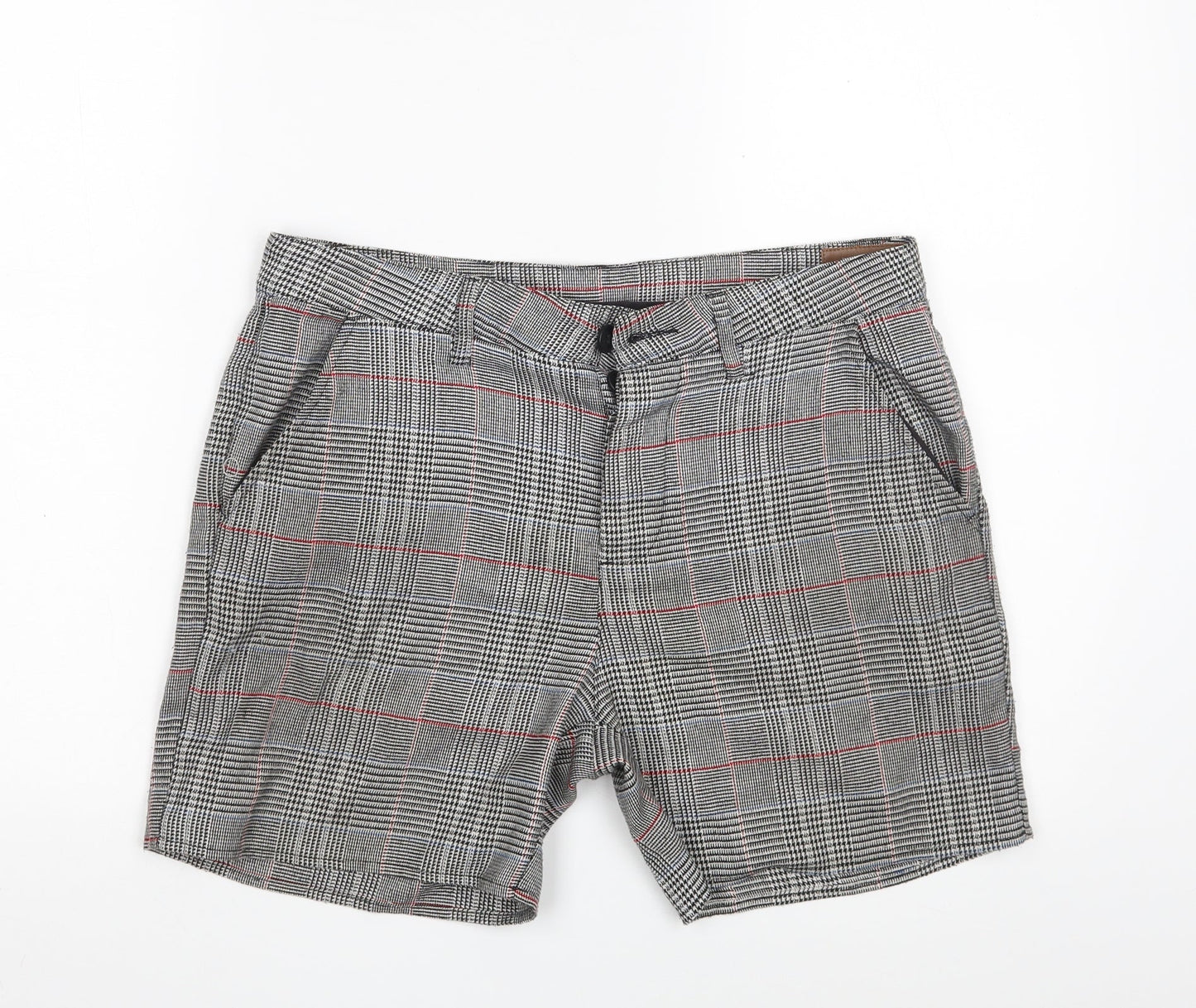 ASOS Womens Grey Houndstooth Polyester Mom Shorts Size 30 in L4 in Regular Button