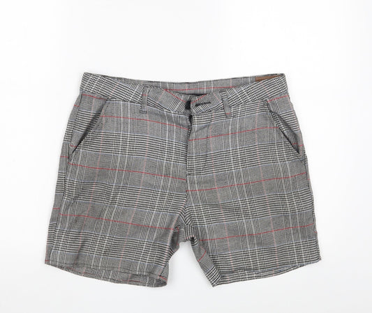 ASOS Womens Grey Houndstooth Polyester Mom Shorts Size 30 in L4 in Regular Button