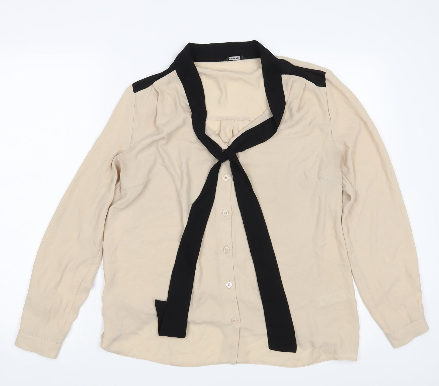 George Womens Beige  Polyester Basic Button-Up Size 12 V-Neck - Size 12-14