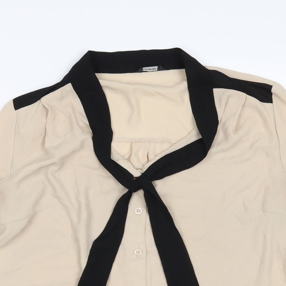 George Womens Beige  Polyester Basic Button-Up Size 12 V-Neck - Size 12-14