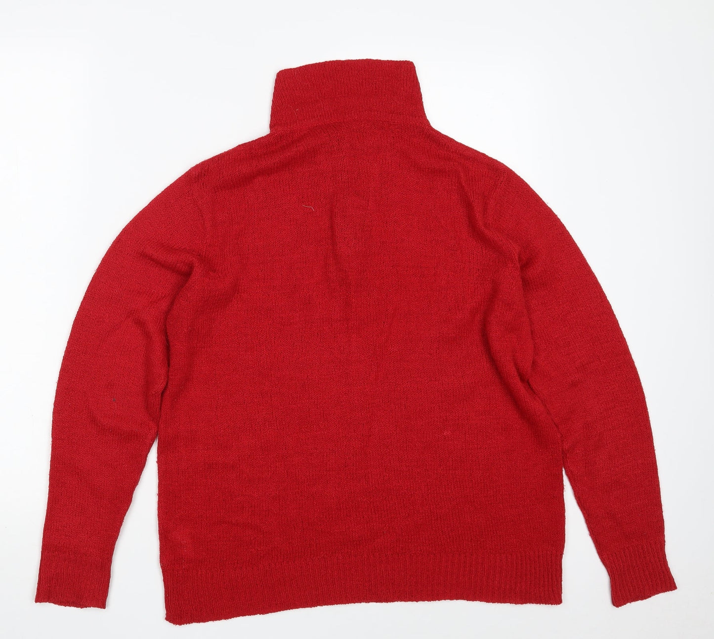 Classics Womens Red Collared  Acrylic Pullover Jumper Size 12