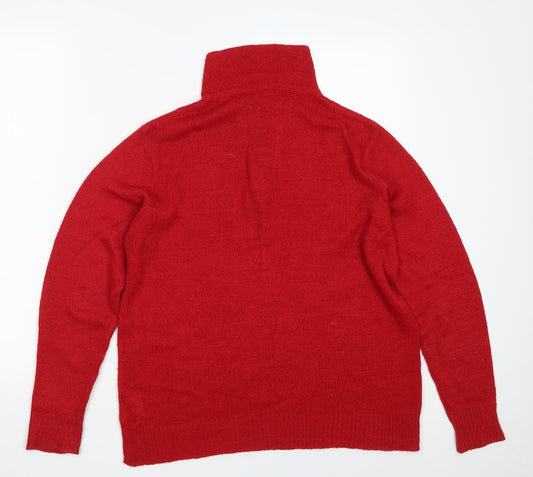 Classics Womens Red Collared  Acrylic Pullover Jumper Size 12