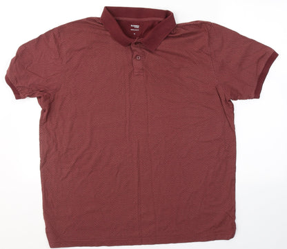 Dunnes Stores Mens Red Geometric Cotton  Polo Size XL Collared Button