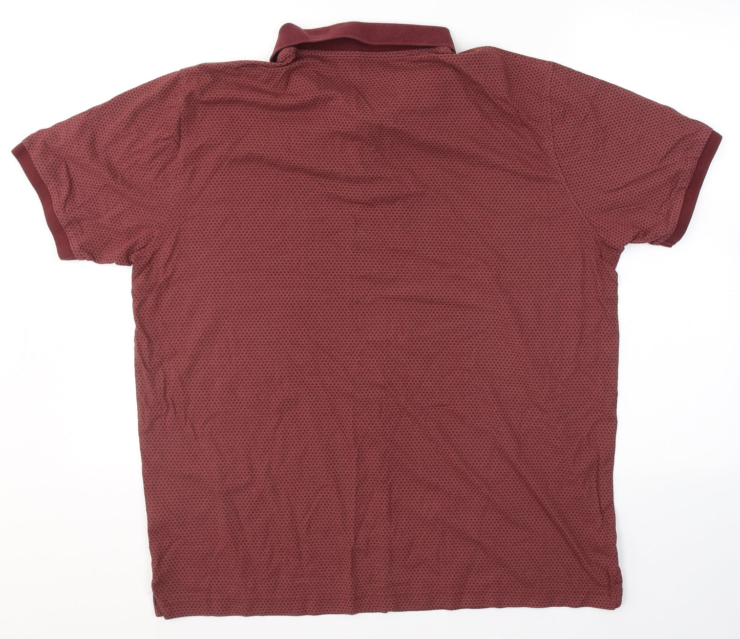 Dunnes Stores Mens Red Geometric Cotton  Polo Size XL Collared Button