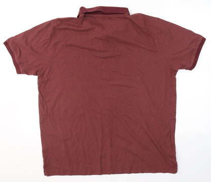 Dunnes Stores Mens Red Geometric Cotton  Polo Size XL Collared Button