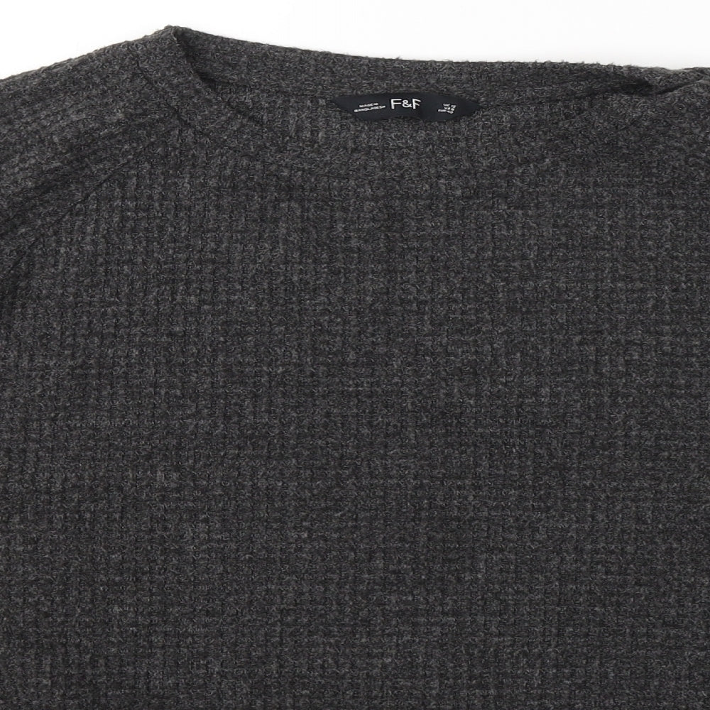F&F Womens Grey Round Neck  Polyester Pullover Jumper Size 12