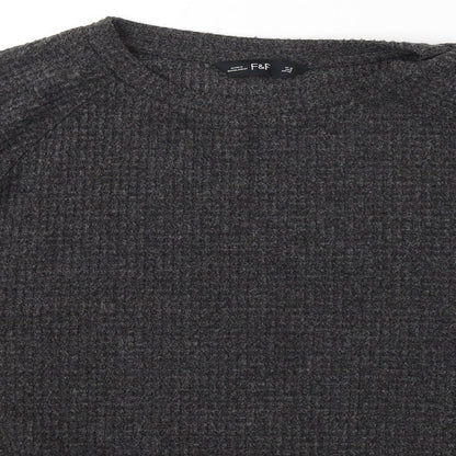 F&F Womens Grey Round Neck  Polyester Pullover Jumper Size 12