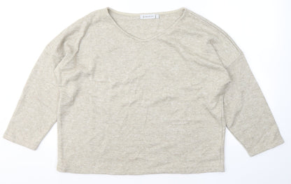 Bicalla Womens Beige  Viscose Jersey T-Shirt Size L Round Neck